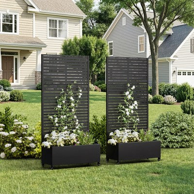 Donica z lamelowym trejażem na kolkach, 2 elementy