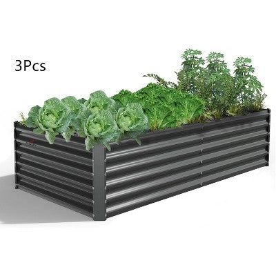 Trzy prostokatne grzadki metalowe, 183 x 91 x 46 cm