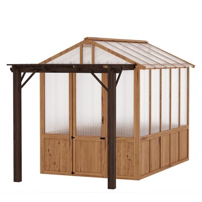 Szklarnia drewniana z pergola, 244 x 396 cm