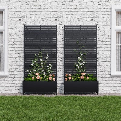 Donica z lamelowym trejażem na kolkach, 2 elementy