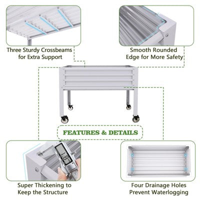 Zestaw 6 podwyzszonych grzadek na nogach, 120 x 60 x 90 cm