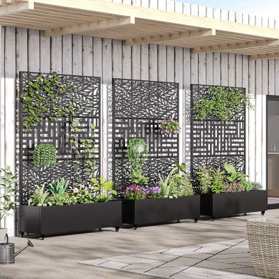 Dwo-tonowa donica tarasowa z trejażem, 183 cm wysoka