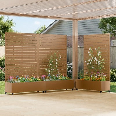 Donica metalowa z trejażem lamelowym i kolkami, 3 elementy