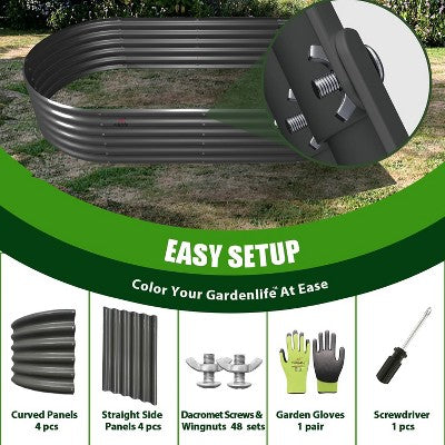 Zestaw 6 owalnych grzadek metalowych, 183 x 61 x 46 cm