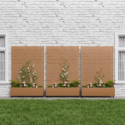 Donica metalowa z trejażem lamelowym i kolkami, 3 elementy