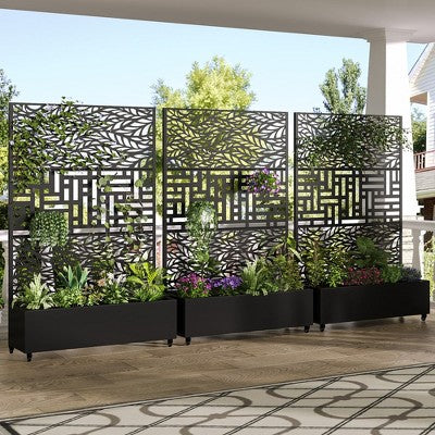 Dwo-tonowa donica tarasowa z trejażem, 183 cm wysoka