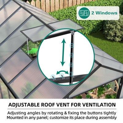 Szklarnia poliwęglanowa z podstawa, 244 x 427 cm