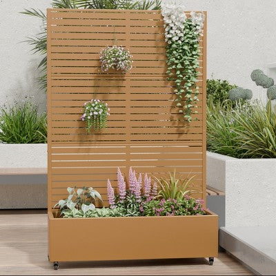 Donica metalowa z trejażem lamelowym i kolkami, 3 elementy