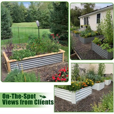 Trzy prostokatne grzadki metalowe, 183 x 91 x 46 cm