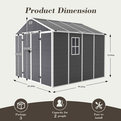 Domek ogrodowy z tworzywa, 244 x 244 cm, grafit